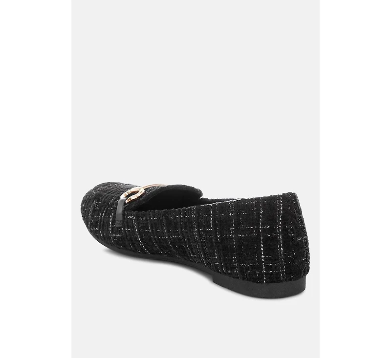 London Rag Women's Drairi Horsebit Detail Tweed Loafers