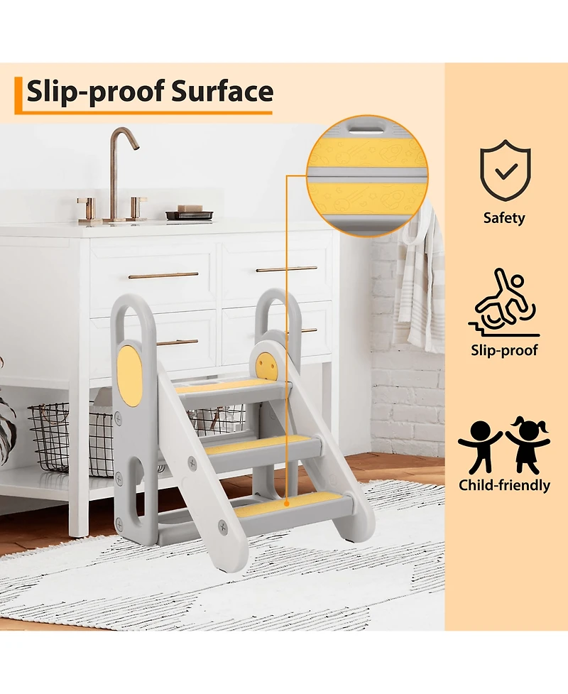 gaomon Kids Step Stool Foldable for Bathroom Sink, Folding Toddlers Toilet Potty Training Stools
