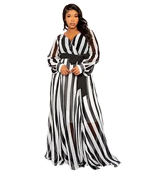 Buxom Couture Plus Stripe Surplice Maxi Dress