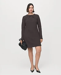 Mango Women's Draped Neck Long-Sleeved Dress