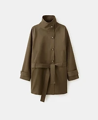 Mango Women's Funnel Neck Belt Trench Coat