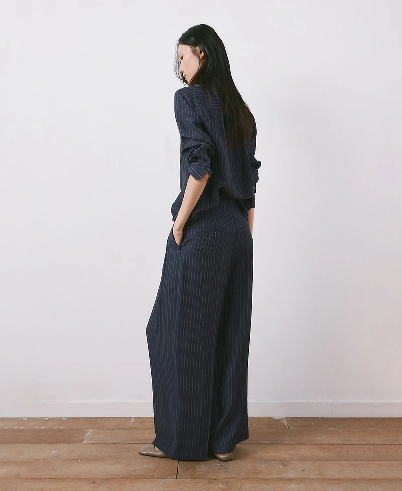 Mango Women's Pinstripe Wide Leg Pants