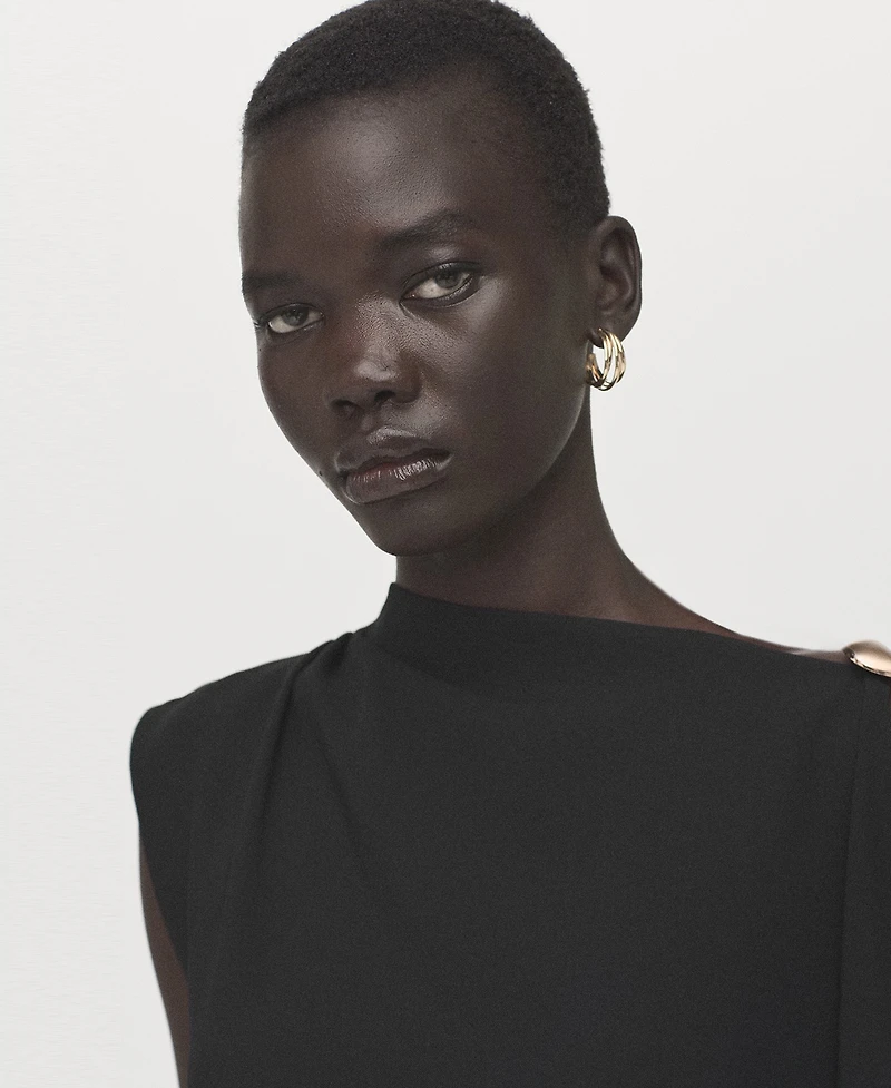 Mango Women's Short Asymmetrical Sleeve Dress