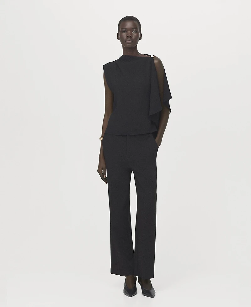 Mango Women's Asymmetrical Neckline Blouse