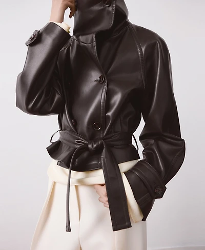 Mango Women's Maxi Lapels Faux-Leather Jacket