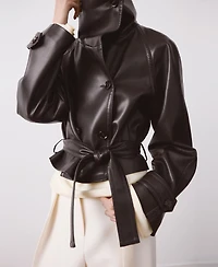 Mango Women's Maxi Lapels Faux-Leather Jacket