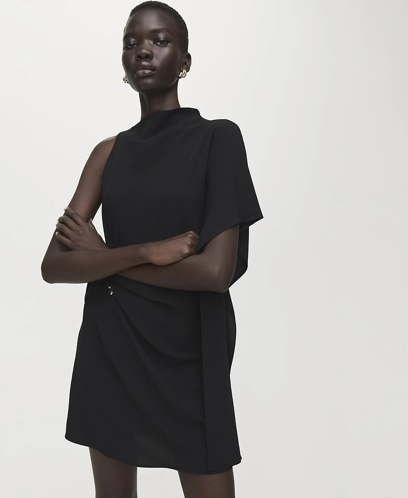 Mango Women's Short Asymmetrical Sleeve Dress