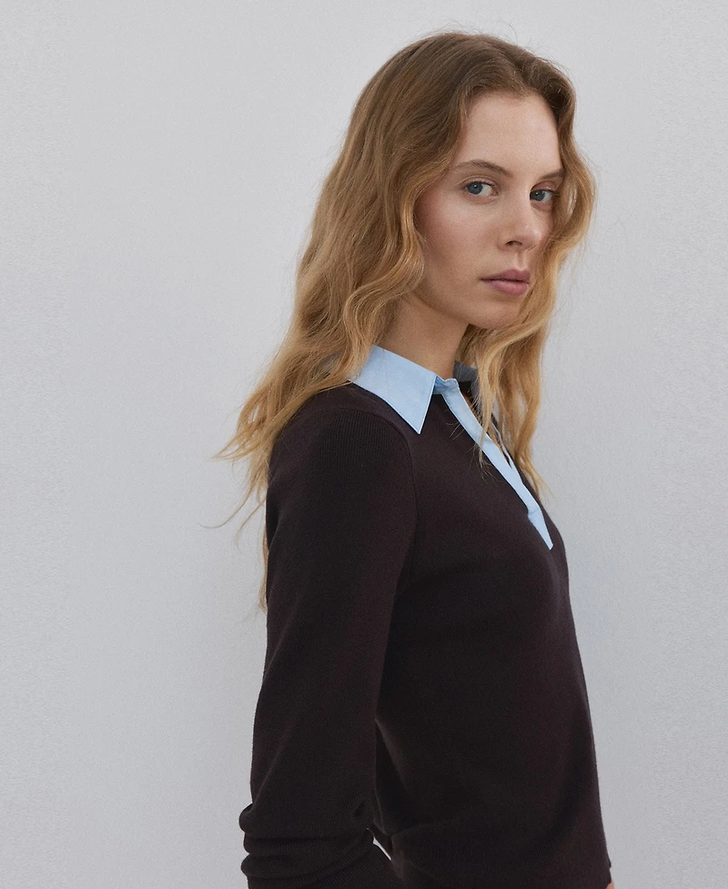 Mango Women's Combined Shirt-Collar Sweater