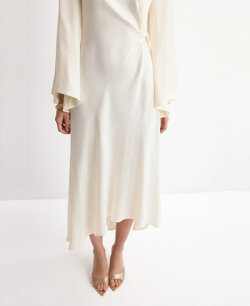 Mango Women's Ruched Satin Dress