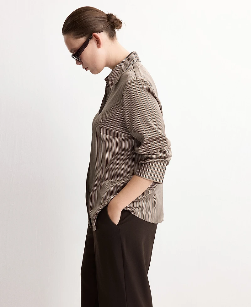 Mango Women's Satin Striped Shirt