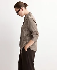 Mango Women's Satin Striped Shirt