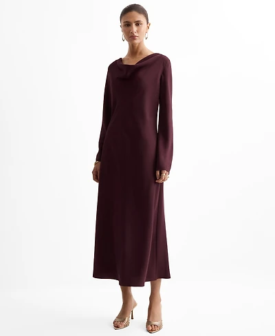 Mango Women's Draped Neck Dress