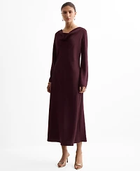 Mango Women's Draped Neck Dress
