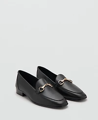 Mango Women's Buckle Leather Moccasins