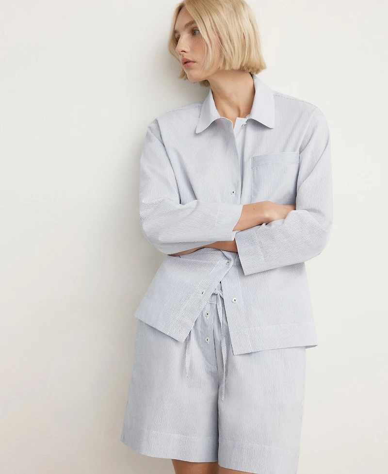 Mango Women's Cotton Striped Pajama Shorts