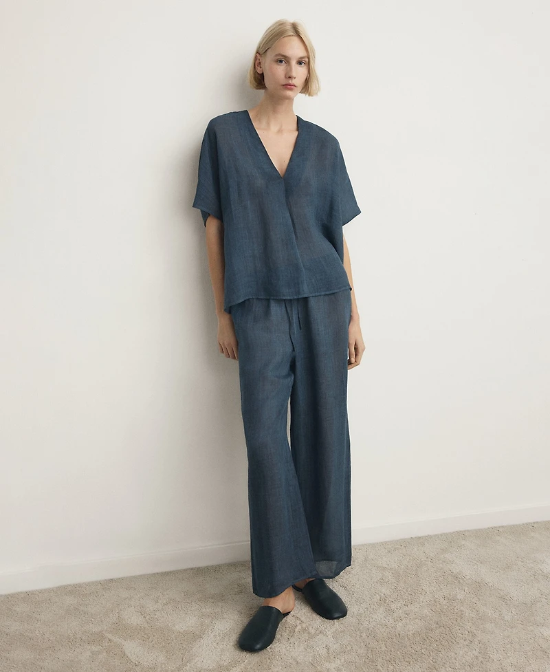 Mango Women's Overdyed Effect Ramie Pants