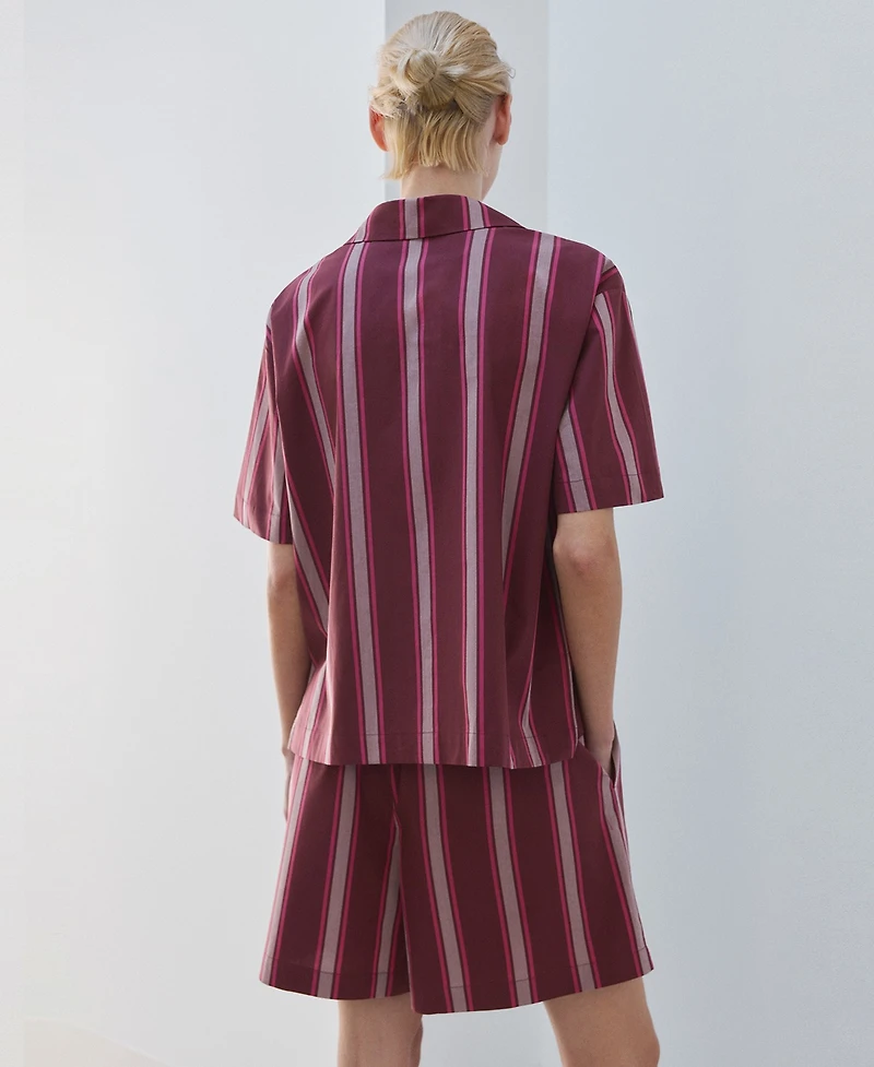 Mango Women's Short-Sleeve Striped Pajama Shirt