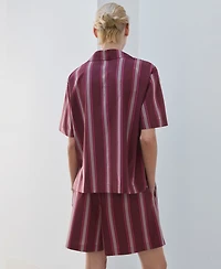 Mango Women's Short-Sleeve Striped Pajama Shirt