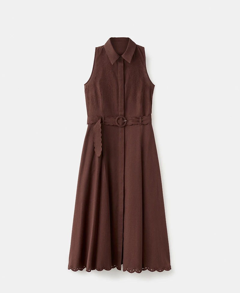 Mango Women's Embroidered Shirt Dress