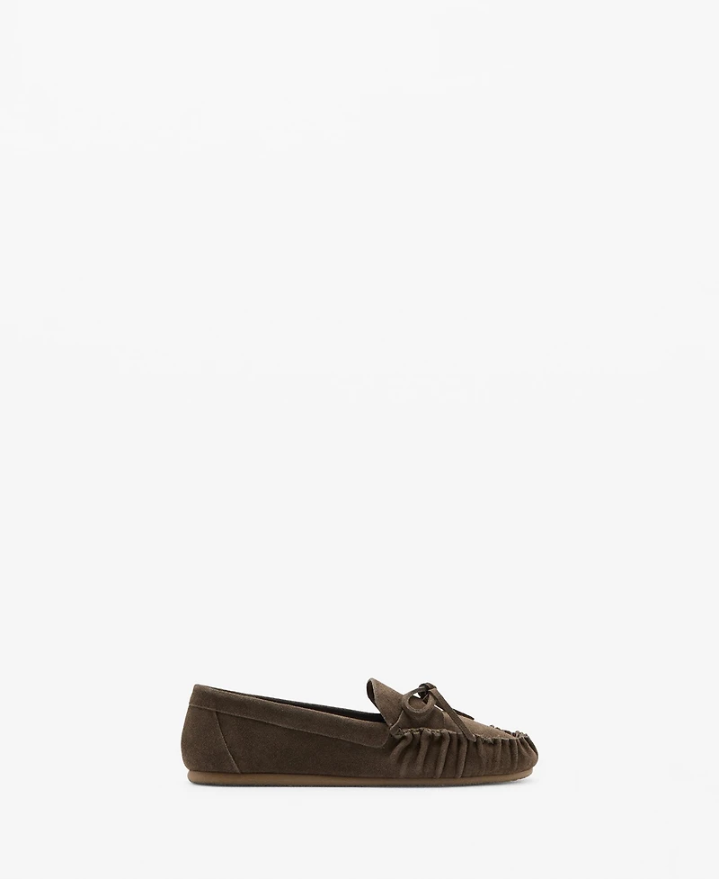 Mango Women's Gathered Suede Moccasins