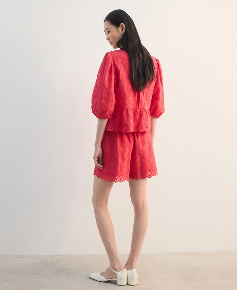 Mango Women's Floral Embroidered Shorts