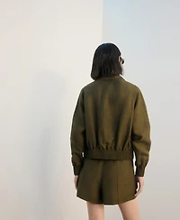 Mango Women's High-Waist Linen Shorts