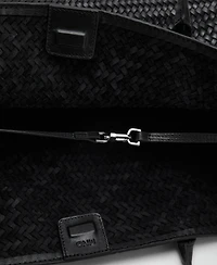 Mango Women's Large Braided Leather Shoulder Bag