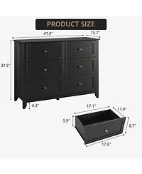 gaomon 6 Drawers Modern Dresser for Bedroom,Big Storage Dressers Organizer with Deep Drawers & Handles