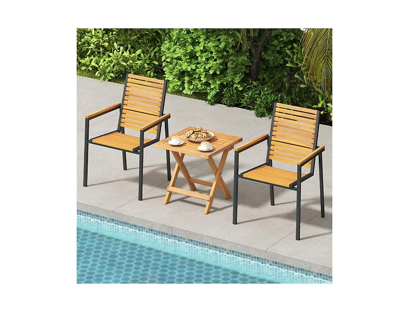 Slickblue Set of 2 Space-Saving Outdoor Folding Side Tables for Patio