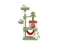 Aostirmotor Christmas Cat Tree with Sisal Scratching Posts & Gift Box Condo, Holiday Pet Furniture