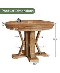 Tribesigns 39.4" Solid Wood Dining Table, Farmhouse Round Kitchen Table for Dining Room
