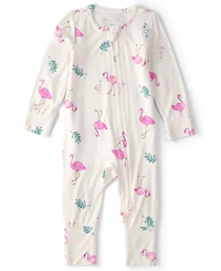 Carter's Baby Girls' PurelySoft Flamingo 2-Way Zip Snug Fit Sleep & Play Pajamas