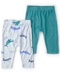 Carter's Baby Boys' PurelySoft Whale Pull-On Pants, 2-Pack