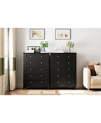 gaomon 5-Drawer Tall Dresser for Bedroom, Wooden Storage Chest with Deep Drawers and Metal Knobs for Entryway, Hallway