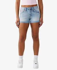 True Religion Women's Jennie Mid-Rise Big T Shorts