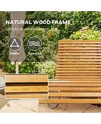 Outsunny Outdoor Rocking Chair w/ Slatted Seat, Wooden Rocking Chair,