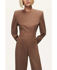 Nocturne Women's Sculpted-Shoulder Crew-Neck Jumpsuit