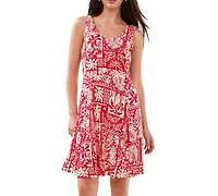 Tribal Women's Sleeveless Printed V-Neck Dress