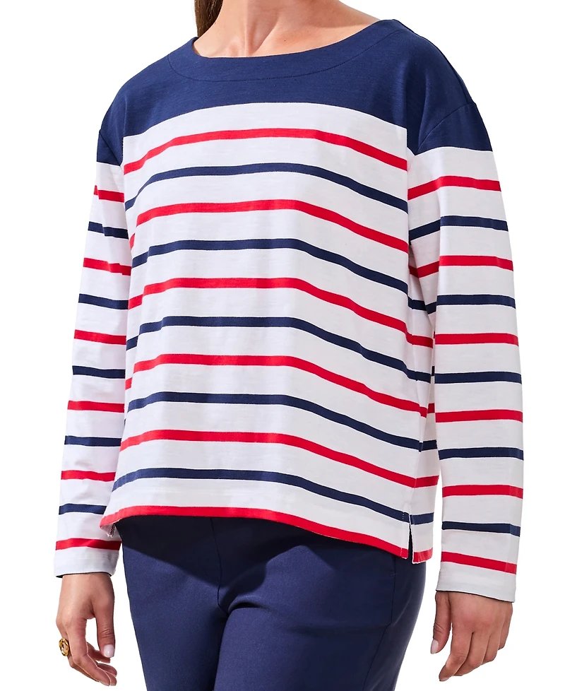 Tribal Women's Boat Neck Long-Sleeve Top