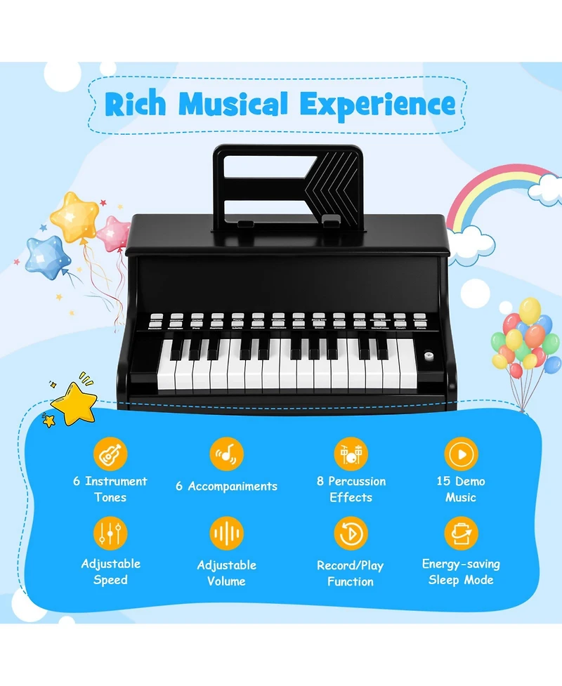 Mecale 25-Key Kids Piano Keyboard with Teaching Mode, Adjustable Speed & Volume for Easy Learning