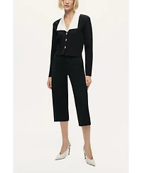 Nocturne Women's Contrast Collar Knit Cardigan