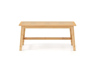 Slickblue Indoor Outdoor Wicker Dining Bench with Handwoven Rattan Seat