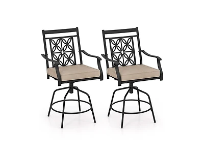 Slickblue 2-Piece Outdoor Swivel Bar Stool Set with Padded Cushions