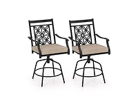 Slickblue 2-Piece Outdoor Swivel Bar Stool Set with Padded Cushions