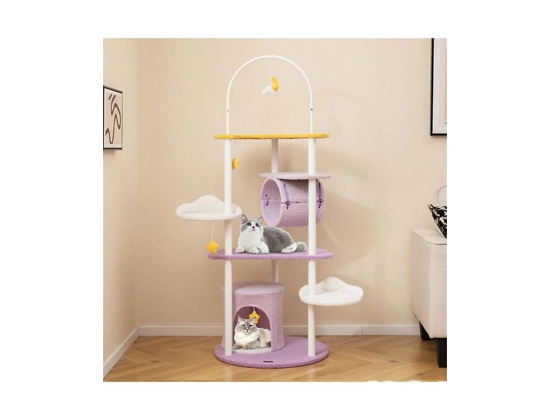 Aostirmotor 62" Large Cat Tower with Metal Frame & Jumping Platforms, Sturdy Indoor Cat Furniture
