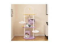 Aostirmotor 62" Large Cat Tower with Metal Frame & Jumping Platforms, Sturdy Indoor Cat Furniture