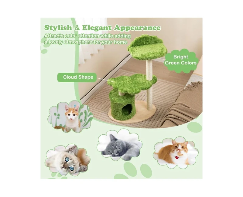 Aostirmotor Indoor Cat Tree with Sturdy Supporting Frame, Cute Design for Climbing & Perching