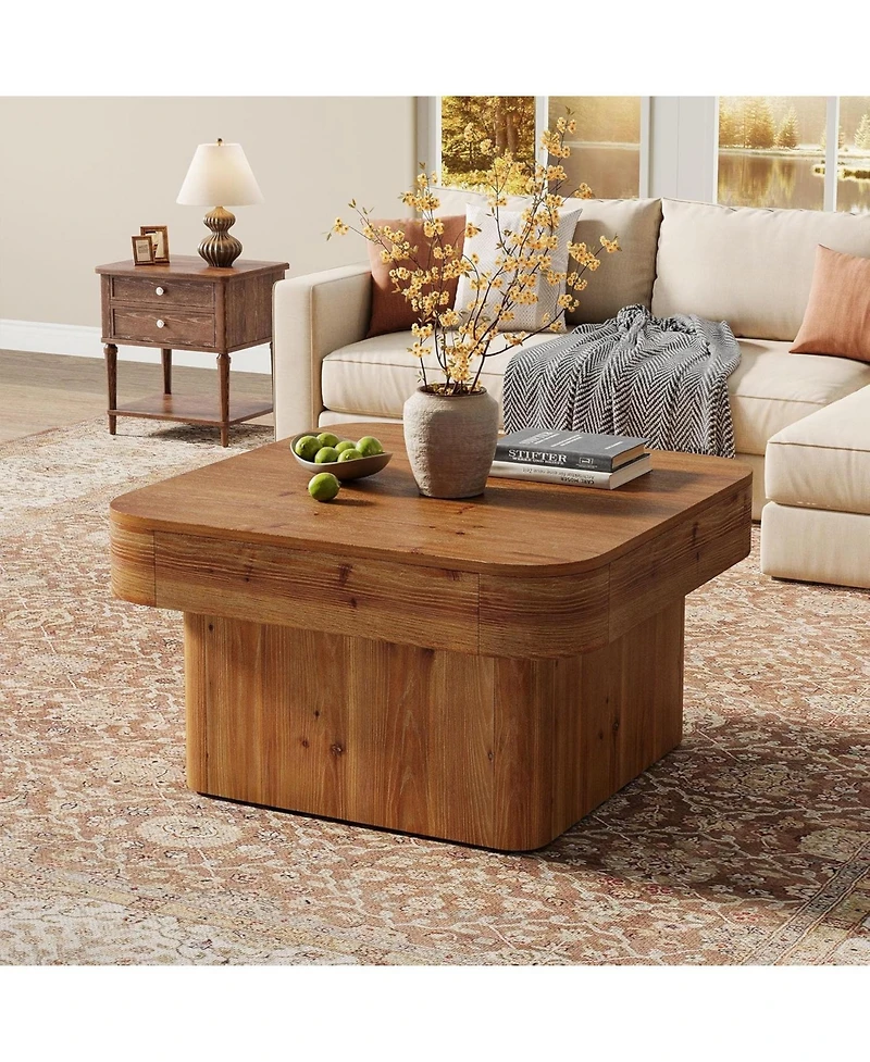 Tribesigns 31.5'' Solid Wood Coffee Table, Farmhouse Square Coffee Table