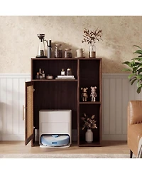 Tribesigns 41.34" H Robot Vacuum Storage Cabinet Side Table, Multi Tier Farmhouse End Cabinet for Living Room, Small Corners