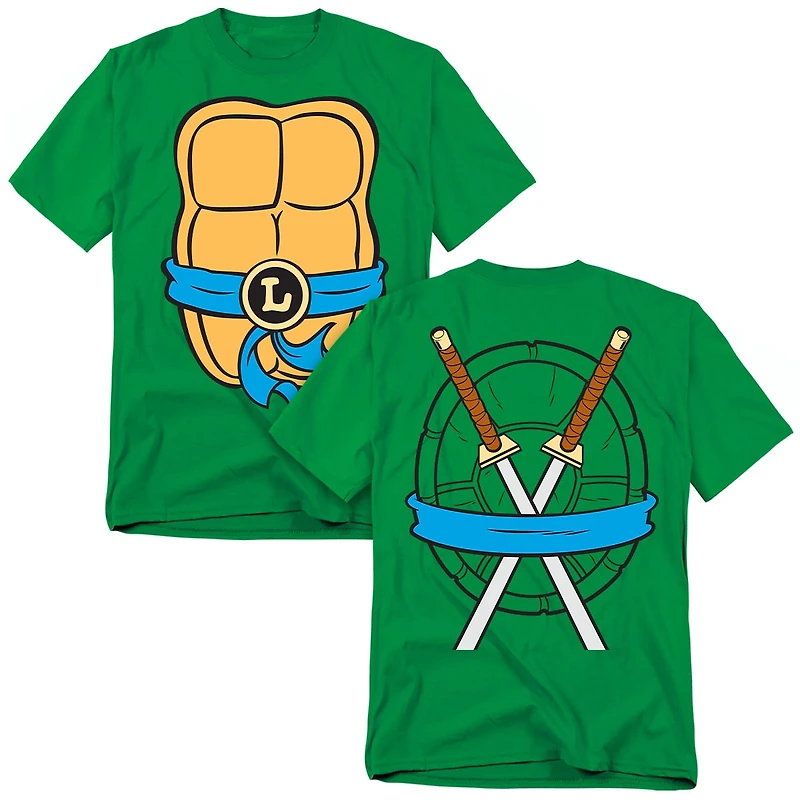 Teenage Mutant Ninja Turtles Men's Leonardo Shell Front Back T-Shirt